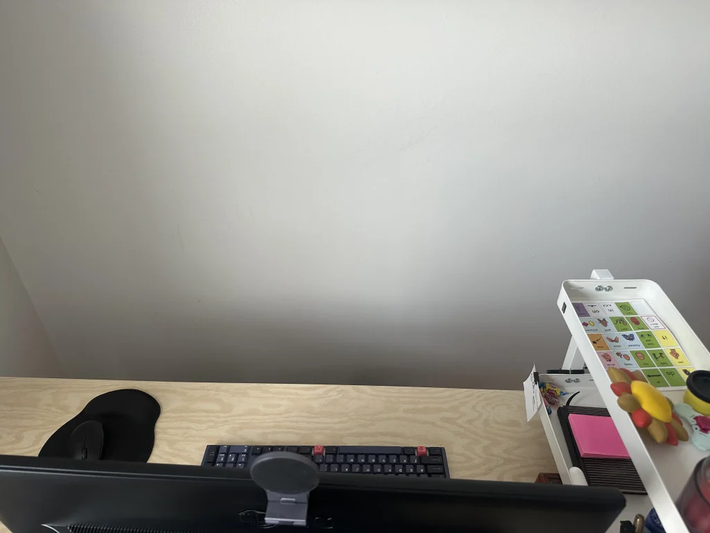 desk setup for virtual meeting